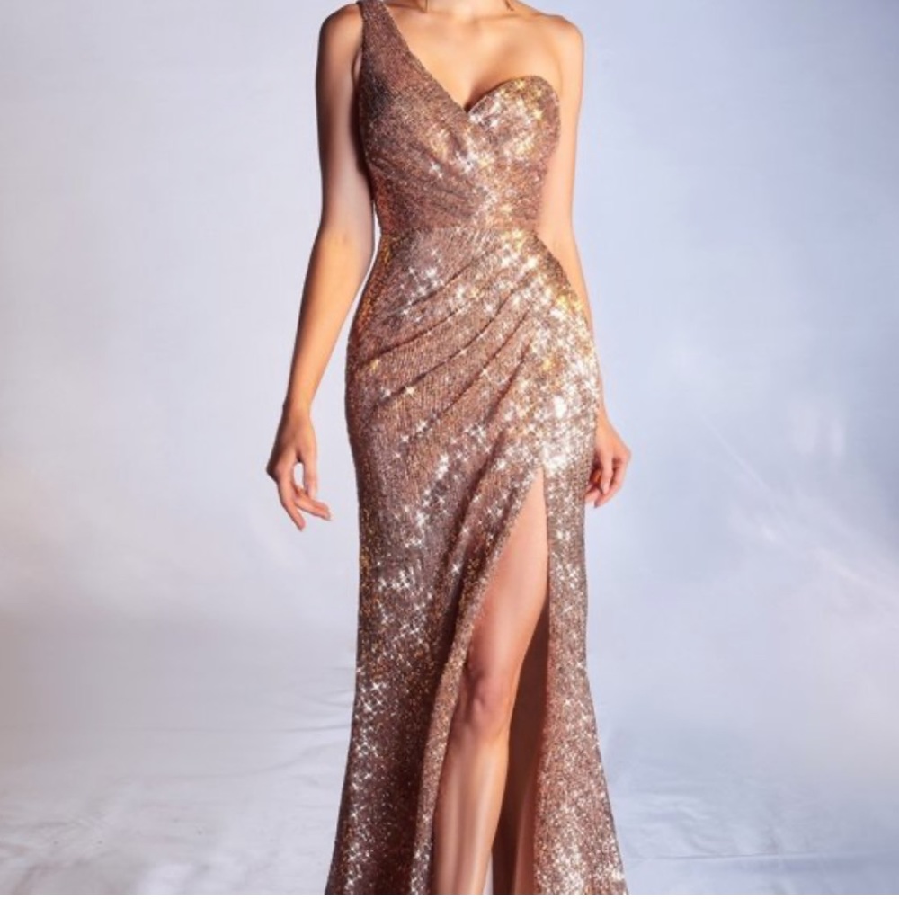 Cinderella Divine NWT CH182 Rose Gold Formal Gown size Small